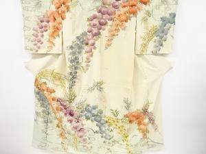 アンティーク　菊に藤模様刺繍着物